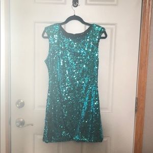 Grass Collection L new teal sequin dress